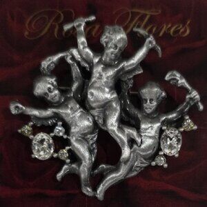 Silver tone Cherub Brooch w/ Clear Gemstones – Angel Pin Women’s Fashion Jewelry